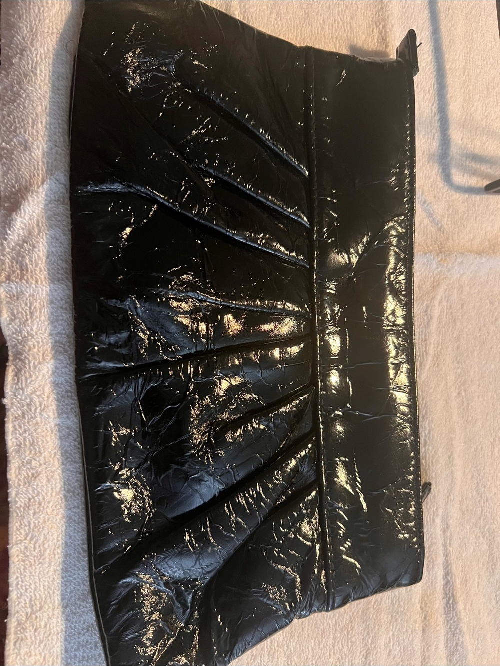 Black Patent Quilted Clutch